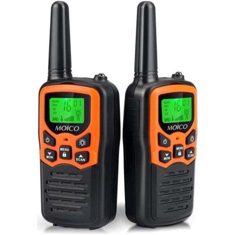 Talkie-walkie, Talkie-walkie longue portée pour adultes avec 22 canaux FRS, Talkie-walkie familial avec lampe de poche LED Écran LCD VOX pour randonnée, camping (lot de 2) (1/5)