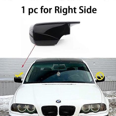 Schwarze Außenspiegelkappen in Carbonfaser-Optik als Ersatz für BMW E46 316i, 318i, 318d, 320d, 320i, 325i, 328i, 330d, 330i (1998–2005) – 1 Stück, rechts (1/5)