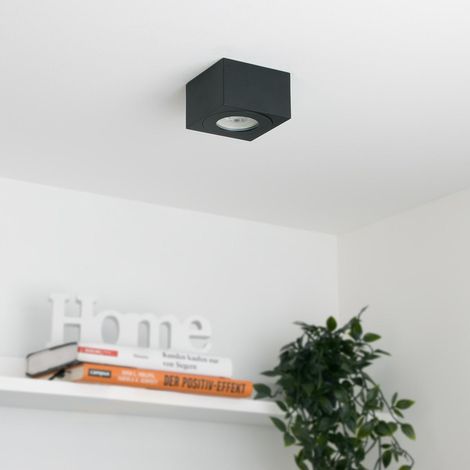 Flacher Aufbaustrahler eckig IP44 Deckenleuchte - Farbe: schwarz - LED Leuchtmittel: Ohne (1/5)