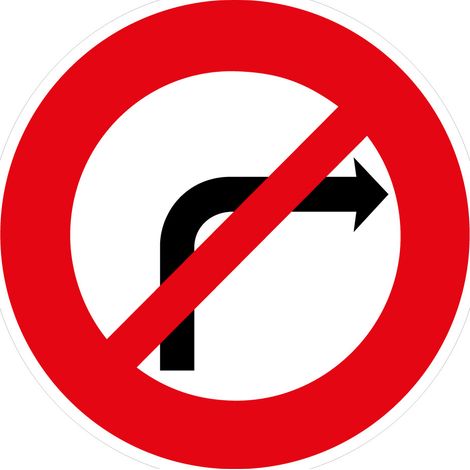 Panneaux de signalisation routière provisoires Panneaux de signalisation pas chers en Comacel - Interdiction de tourner à droite - Panneau classique