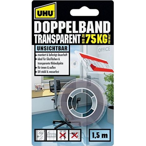 UHU 45375 45375 Doppelseitiges Klebeband UHU® Transparent (L x B) 1.5 m x 19 mm 1 St.