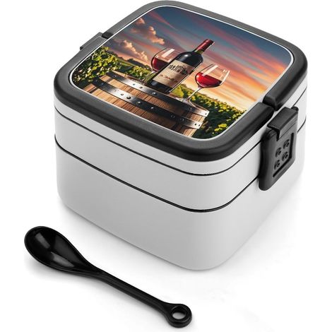 Boîte à bento en bois pour bouteilles de vin, empilable adultes (1/5)