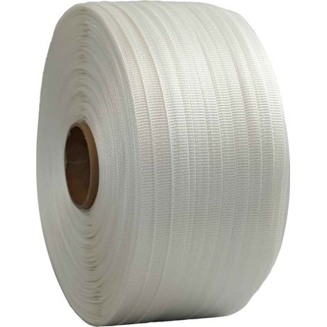 TECPLAST Feuillard de cerclage tressé FT 13 mm x 1100 m - Qualité PRO - Haute Résistance 350kg - Feuillard textile PET