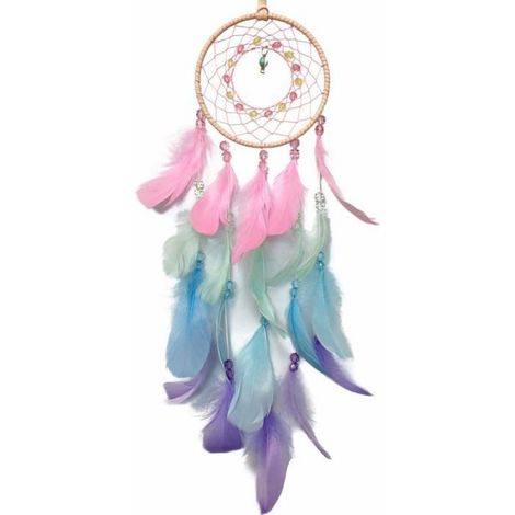 Attrape-rêves colorés, filet circulaire amérindien en plumes fait à la main pour enfants, garçons et filles, décoration murale (1/5)