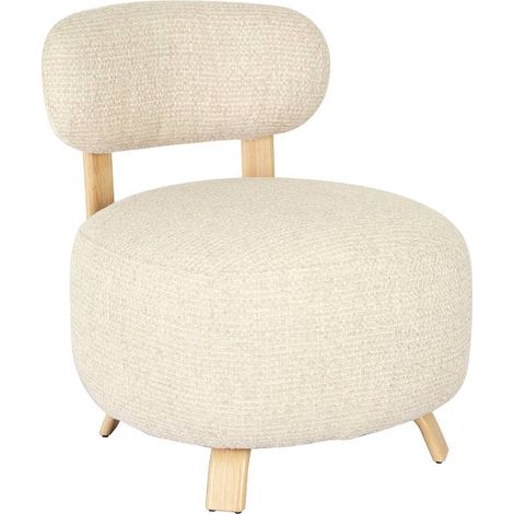 Fauteuil en tissu écru et pieds en métal effet bois Pascaline (1/5)