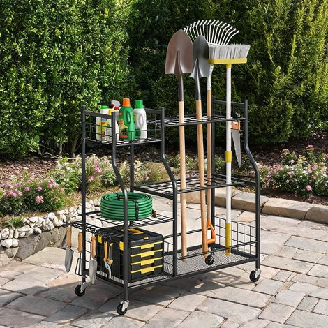 Rangement mural d'outils de jardin en acier époxy 32 3 niveaux (1/5)