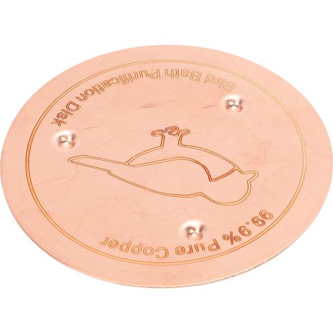 Lot de 2 disques en cuivre pur pour bain d'oiseaux, support 3 points, épurateur d'eau, plaque extérieure toute saison (1/5)