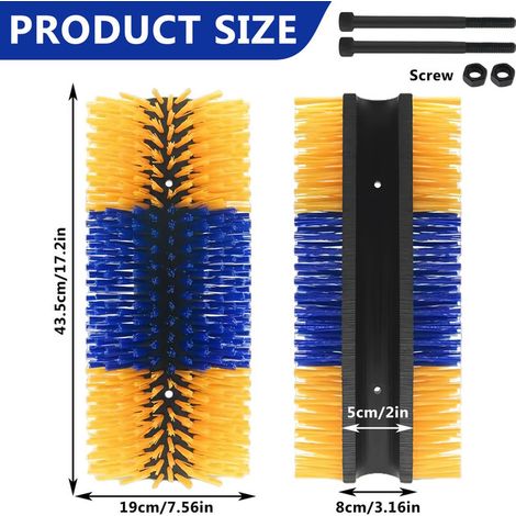 Brosse de Grattage pour Vaches et Chevaux - Brosse de Massage Anti-Démangeaison pour Bétail, Chèvres et Animaux de Ferme - Matériel d'Élevage Fixation sur Poteau et Clôture