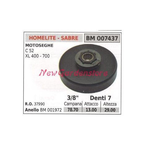 HOMELITE Ritzel für Kettensägenmotor C 52 XL 400 700 3/8' Zähne 7 007437
