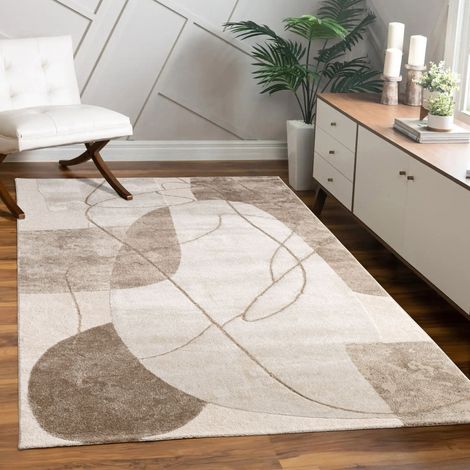 Paco Home Alfombra Salon De Habitacion Pelo Corto Motivo Floral Arcoíris Geometrico 80x150 cm, Beige