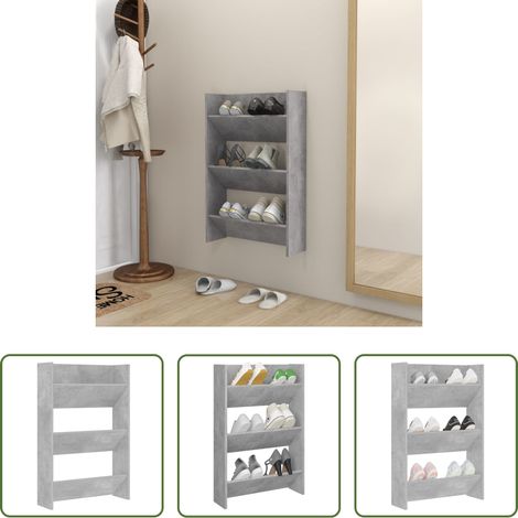 Schuhregal - Wand-Schuhschrank Betongrau 60x18x90 cm Holzwerkstoff (1/5)