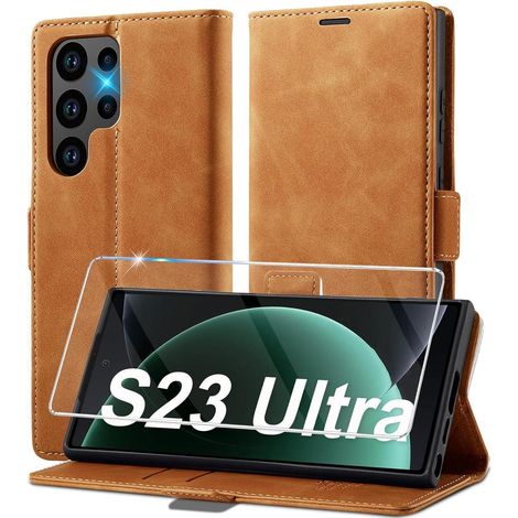 Coque portefeuille en cuir pour Samsung S23 Ultra avec béquille et fermeture magnétique (1/5)