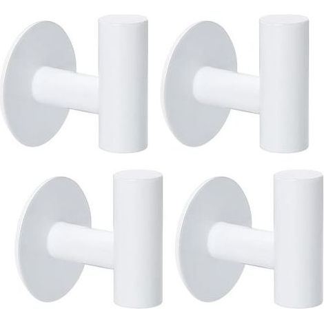 Crochet Adhesif Mural, 4 Pièces Accroche Serviette Salle de Bain, Porte Manteau Mural Sans Percage, Crochet Autocollant en Acier Inoxydable, Crochet Mural Blanc pour Chambre (1/5)