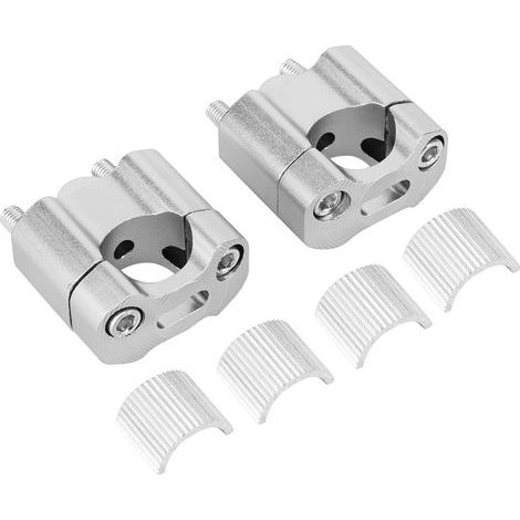 Pair of motorcycle handlebar clamps 22mm/28mm 1/8" 7/8" CNC aluminum alloy riser adapter Silver (1/5)