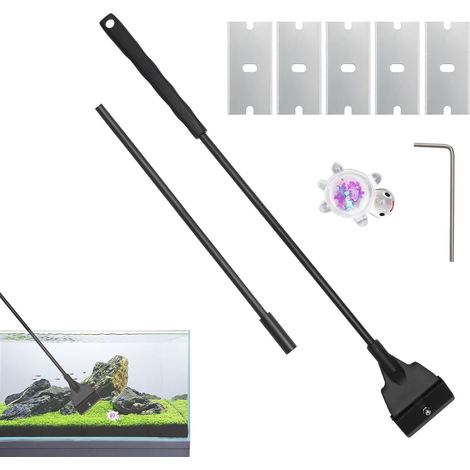 Grattoir Aquarium 58cm Démontable - Acier Inoxydable - Nettoyage Vitres Et Nivelage Sable - Pour Eau Douce Et Salée (1/5)