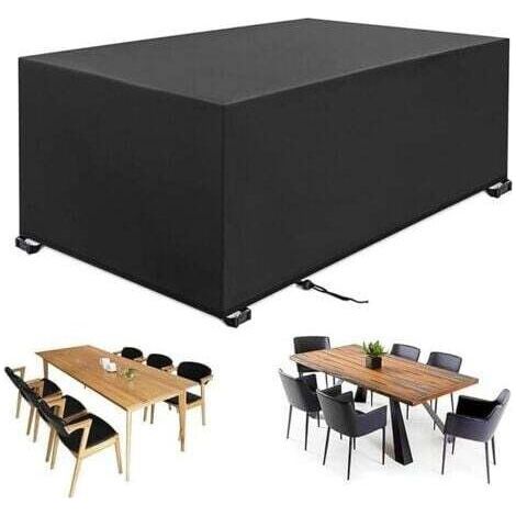 Housse de protection pour mobilier de jardin, 180 × 120 cm, H 74 cm, en tissu Oxford 420D, imperméable et résistante aux UV, idéale pour les tables, chaises et autres meubles de jardin. (1/4)