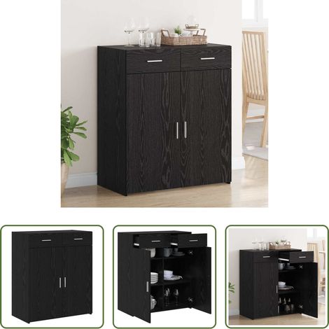 Schrank für Wohnzimmer - Badschrank Schwarz Eichen-Optik 80 x 42,5 x 93,5 cm (1/5)
