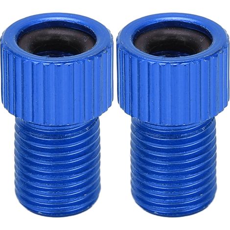 Lot de 2 adaptateurs Presta vers Schrader pour valve de vélo, résistants à l'usure, pour pompe VTT (bleu). (1/5)