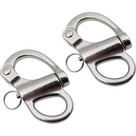 Gancio a molla per fune di traino in acciaio inox a 2 pezzi con sgancio rapido (1/5)