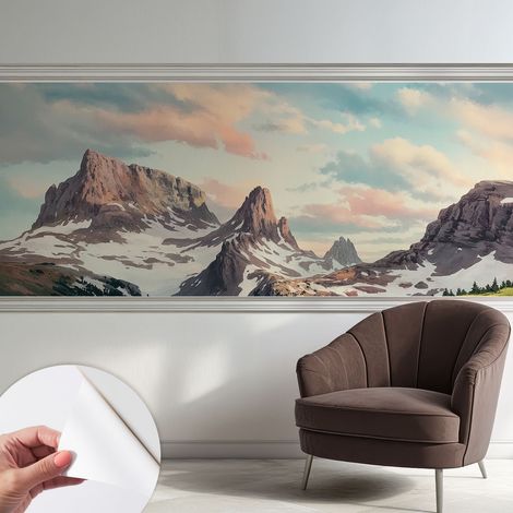 Selbstklebend Tapete - abwaschbar - Raumgestaltung Schlafzimmer Wohnzimmer Tapete Bergpanorama 250x104 cm (1/5)