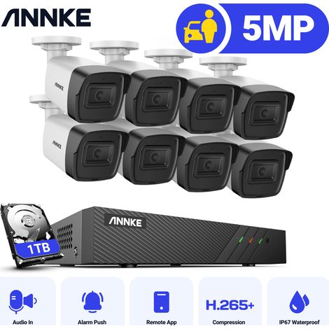 ANNKE 5MP PoE Überwachungskamera Set Außenbereich Nachtsicht Audio, Bewegungserkennung 8x5MP IP Kameras,1TB (1/5)