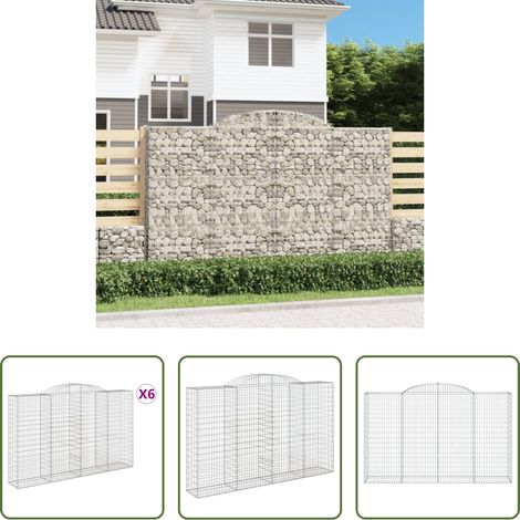 Schalldämmung -  Gabionen mit Hochbogen 6 Stk. 300x50x180/200cm Verzinktes Eisen (1/5)