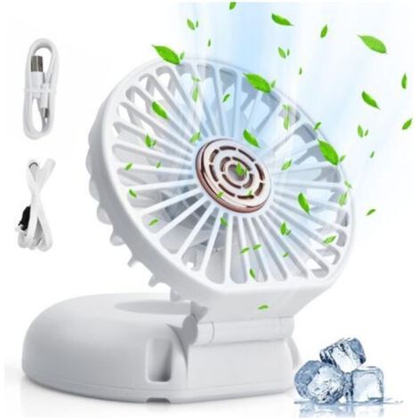 Mini-Ventilator in 1, USB-wiederaufladbarer Mini-Handventilator, 3-stufiger Taschenventilator, faltbarer persönlicher Ventilator, Tischventilator für Reisen und Büro (Weiß) - Crezuo