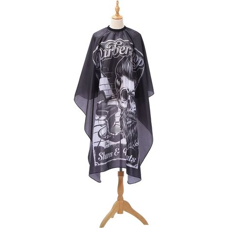 Cape de Coiffure Imperméable Polyester Anti-Statique pour Salon Coiffure, Coupe Cheveux Professionnel, Tablier Barbier, Usage Coiffeur, Protection Anti-Peluche, Taille Unique, Noir (1/5)