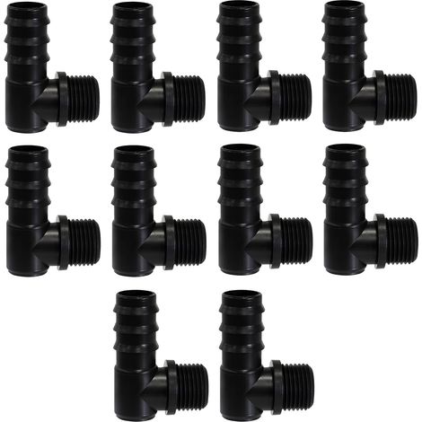 CCYKXA 10er-Pack Kunststoff-Winkelstücke mit Nut, Ø 20 mm x 1/2'' Außengewinde für Gartenschläuche/Tropfbewässerungssysteme (1/5)