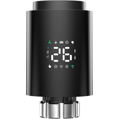 Deux actionneurs de radiateur Graffiti Smart ZigBee, vanne thermostatique programmable TRV, commande à distance par application (noir) (1/5)