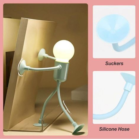Lampe de Nuit Amusante avec Ventouse,Lampe Créative en Forme de Personnage,Petite Lampe de Bureau LED,Décoration de Nol (Noir) (1/5)