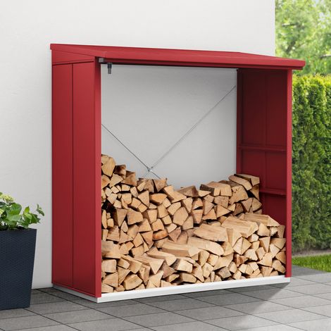 Hörmann Ecostar Metall Kaminholzregal Elegant Typ 2, 181 x 103 cm, purpurrot, 181 x 103 x 198 cm (T x B x H) (1/5)