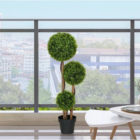 Pianta artificiale topiary a 3 sfere Ø27x110 cm, effetto realistico, resistente ai raggi UV, PE verde (1/5)