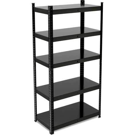 Relaxdays Schwerlastregal, HBT: 150x75x30 cm, 875 kg, Stahl, 5 Ebenen, Lagerregal, Keller, Garage, zum Stecken, schwarz