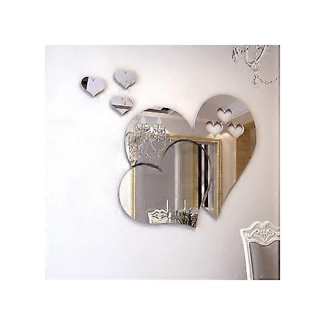 Wandförmiger Wandaufkleber, abnehmbares Doppelherz, Wandaufkleber, Heimdekoration, Wohnzimmer, Schlafzimmer, Badezimmer (silber)