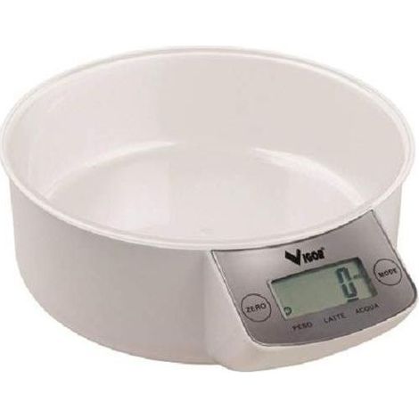 Vigor 9594805 Elda Bilancia da Cucina Elettronica con Ciotola Display LCD Portata 5 Kg Divisione 1 g Tara Automatica