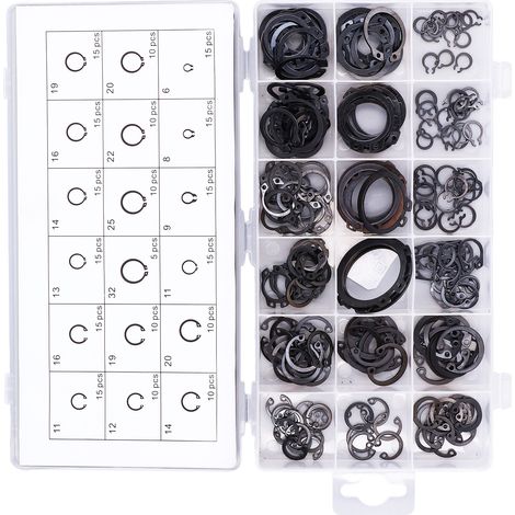 225-teiliges Set mit C-Clips, Sicherungsringen und Befestigungselementen für Maschinen und Fahrzeuge (1/5)