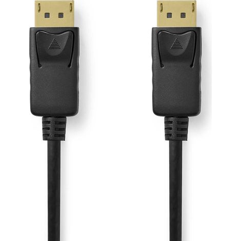 Nedis Displayport-Kabel / DisplayPort Stecker / DisplayPort Stecker / 8K@60Hz / Vergoldet / 2.00 m / Rund / PVC / Schwarz / Label
