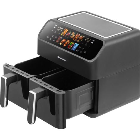 9 l XXL Heißluftfritteuse mit Doppelkorb, 2000 W, LED-Display, schwarz (1/5)