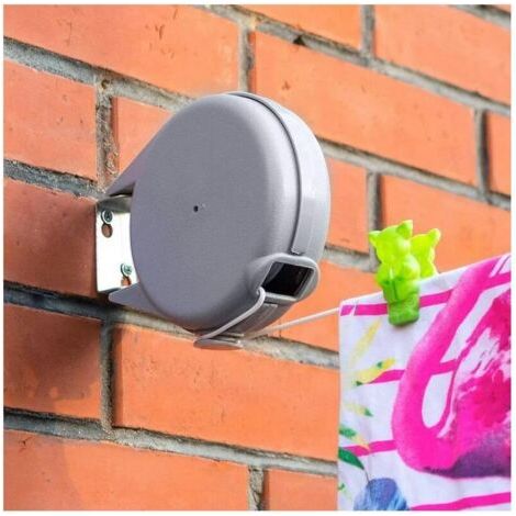 Lange, 12 m lange, einziehbare Wäscheleine, robuster Wäschetrockner, automatischer Einzugsmechanismus, einfache Wandmontage, Wäscheständer für den Garten (1/4)
