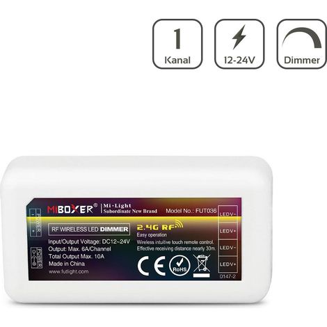 MiBoxer LED Controller/Dimmer 1 Kanal 12/24V LED Strip Panel Steuerung FUT036 (1/5)
