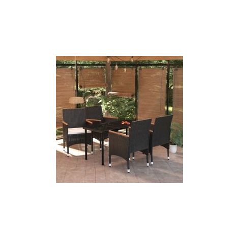 Ensemble à manger de jardin avec coussins 5 pcs Noir (1/5)