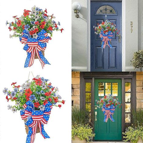 Couronne artificielle pour la fête de l'indépendance américaine, décoration de porte, célébration patriotique (1/4)