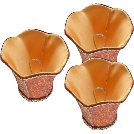 Lot de 3 abat-jour en tissu à clipser, forme de bulle, base ondulée, style européen moderne, douille E14, pour lustre ou bougie. Vendus par lot de 3. (1/5)