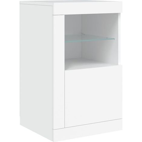 Armoire latérale avec éclairage LED blanc bois d'ingénierie (1/5)