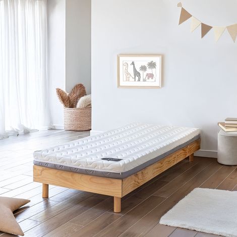 Ensemble matelas ferme mousse Tranquillité 2.0 + Sommier kit enfant en bois massif naturel 90x200 - Tranquillité 2.0 (1/5)