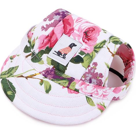 Hundesonnenhut mit verstellbaren Ohren, Blumenmuster, Größe S für den Sommer