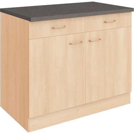 Küchen-Unterschrank 2-türig SALERNO-03 Buche Dekor Breite 100 cm