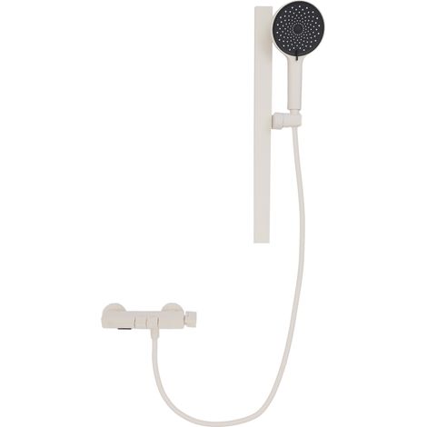 【Chauffage et ventilation】Barre de Douche, Ensemble Douche avec Douchette, ensemble de douche pour salle de bains, Barre réglable, 3 jets, Blanc (1/5)