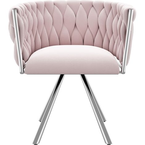 Drehbarer Samtsessel in Rosa mit Metallgestell, 1-Sitzer (1/5)